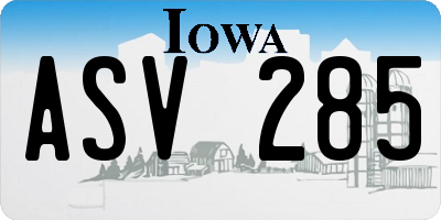 IA license plate ASV285