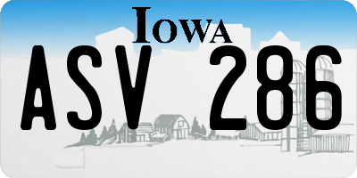IA license plate ASV286