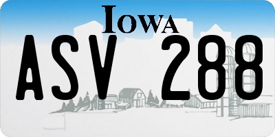 IA license plate ASV288