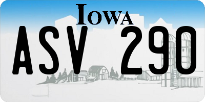 IA license plate ASV290