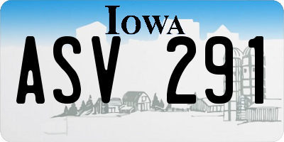 IA license plate ASV291