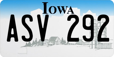IA license plate ASV292