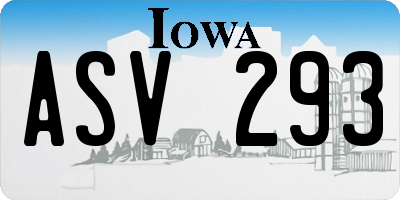 IA license plate ASV293