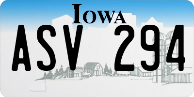 IA license plate ASV294