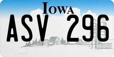 IA license plate ASV296
