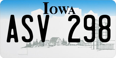 IA license plate ASV298