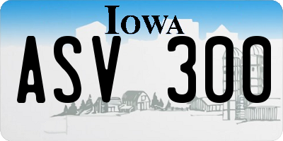 IA license plate ASV300