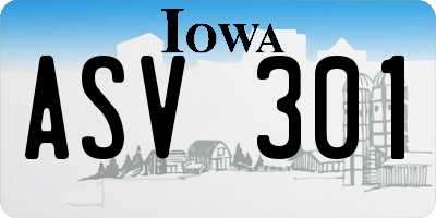 IA license plate ASV301