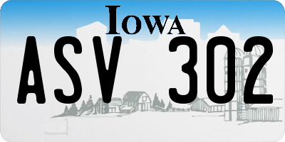 IA license plate ASV302
