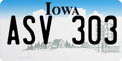 IA license plate ASV303