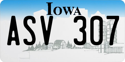 IA license plate ASV307