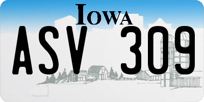 IA license plate ASV309