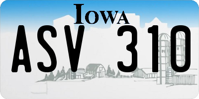 IA license plate ASV310