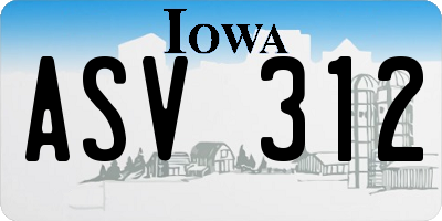 IA license plate ASV312