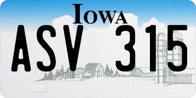 IA license plate ASV315