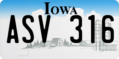 IA license plate ASV316