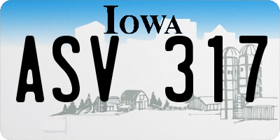 IA license plate ASV317