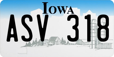 IA license plate ASV318