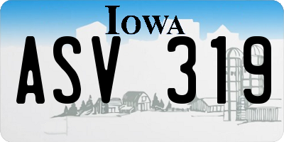 IA license plate ASV319