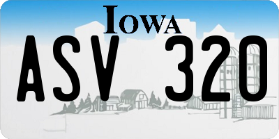 IA license plate ASV320