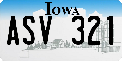 IA license plate ASV321