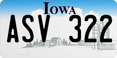 IA license plate ASV322