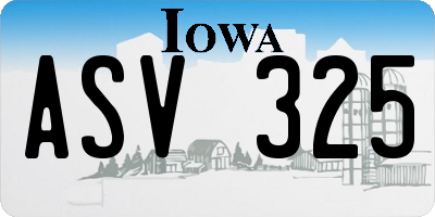 IA license plate ASV325