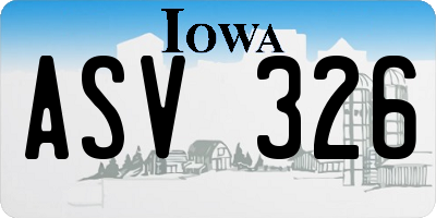 IA license plate ASV326