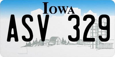 IA license plate ASV329