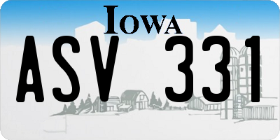 IA license plate ASV331