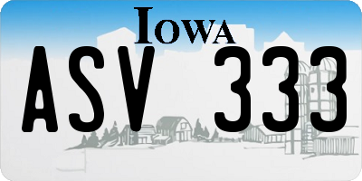 IA license plate ASV333