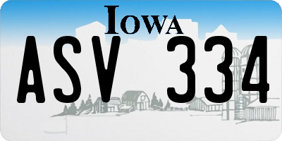 IA license plate ASV334