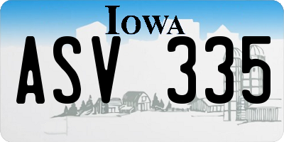 IA license plate ASV335