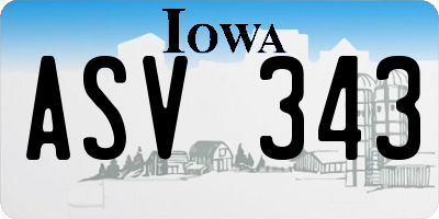 IA license plate ASV343