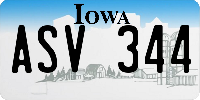 IA license plate ASV344