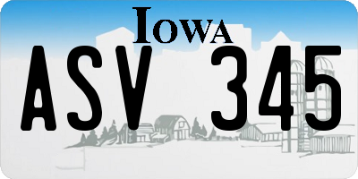 IA license plate ASV345