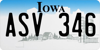 IA license plate ASV346