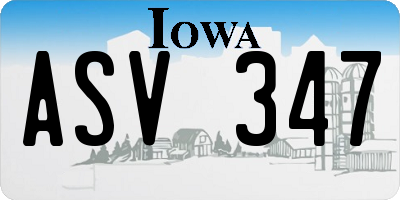IA license plate ASV347