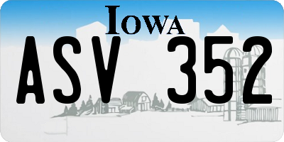 IA license plate ASV352
