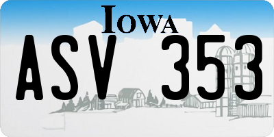 IA license plate ASV353
