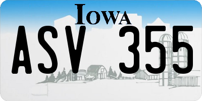 IA license plate ASV355