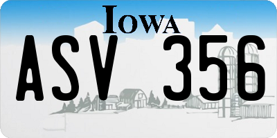 IA license plate ASV356