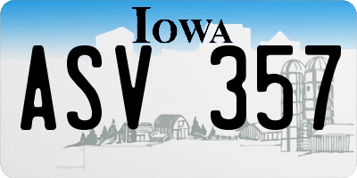 IA license plate ASV357