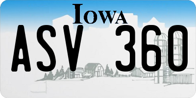 IA license plate ASV360