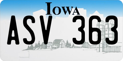 IA license plate ASV363