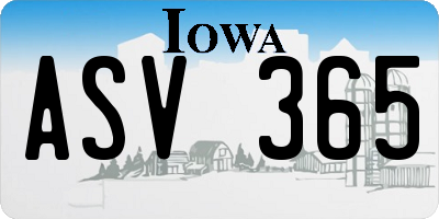 IA license plate ASV365
