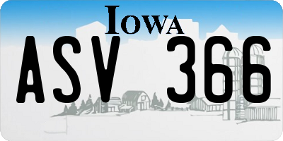 IA license plate ASV366