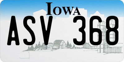 IA license plate ASV368