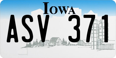 IA license plate ASV371