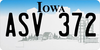 IA license plate ASV372